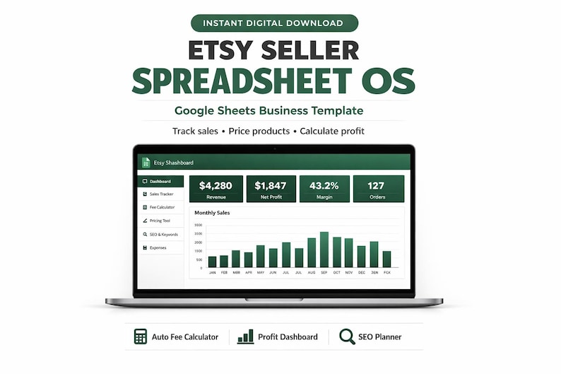 Etsy seller dashboard template for tracking shop analytics